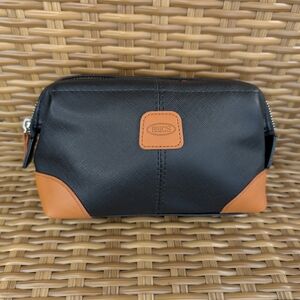 Bric's Toiletry Cosmetic Amenity Makeup Travel Bag  Faux Leather Black Brown